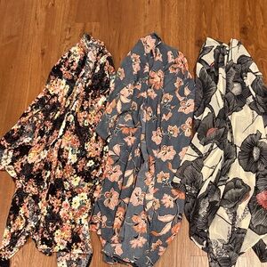 Three Maurice’s kimono wraps, excellent condition